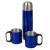 Metalowy termos Picnic 480 ml + 2 kubki, niebieski, srebrny